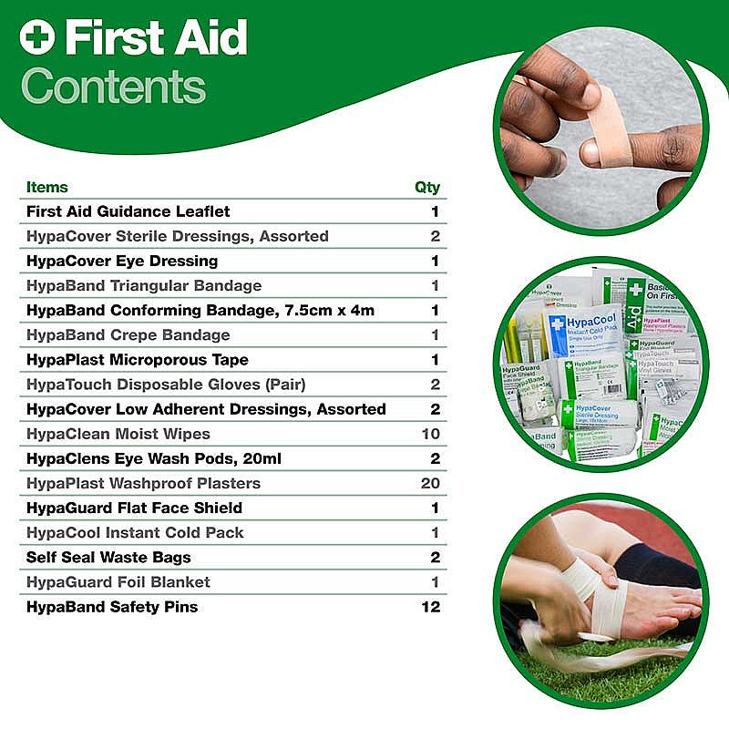 Allsports Compact Team First Aid Kit open showing organized sports injury supplies in durable, water-resistant nylon case