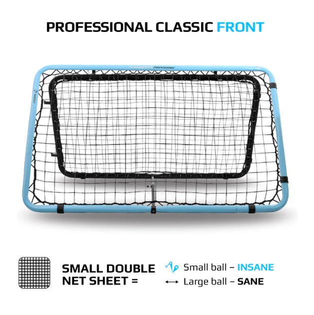 Crazy Catch Professional 2.0 rebound net with double-sided mesh, durable frame, and angled design for hand-eye coordination training