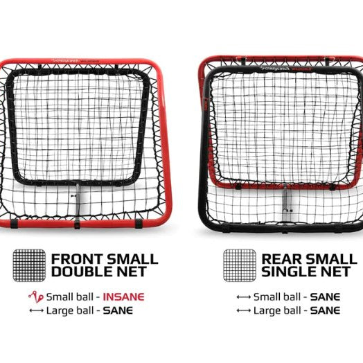 Crazy Catch Wildchild Classic 2.0 rebound net showing dual-sided mesh for hand-eye coordination training and reaction drills