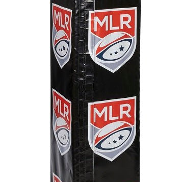 Ram Rugby custom digitally printed post protector wrap in vibrant team colors designed for seamless pad updates and branding.