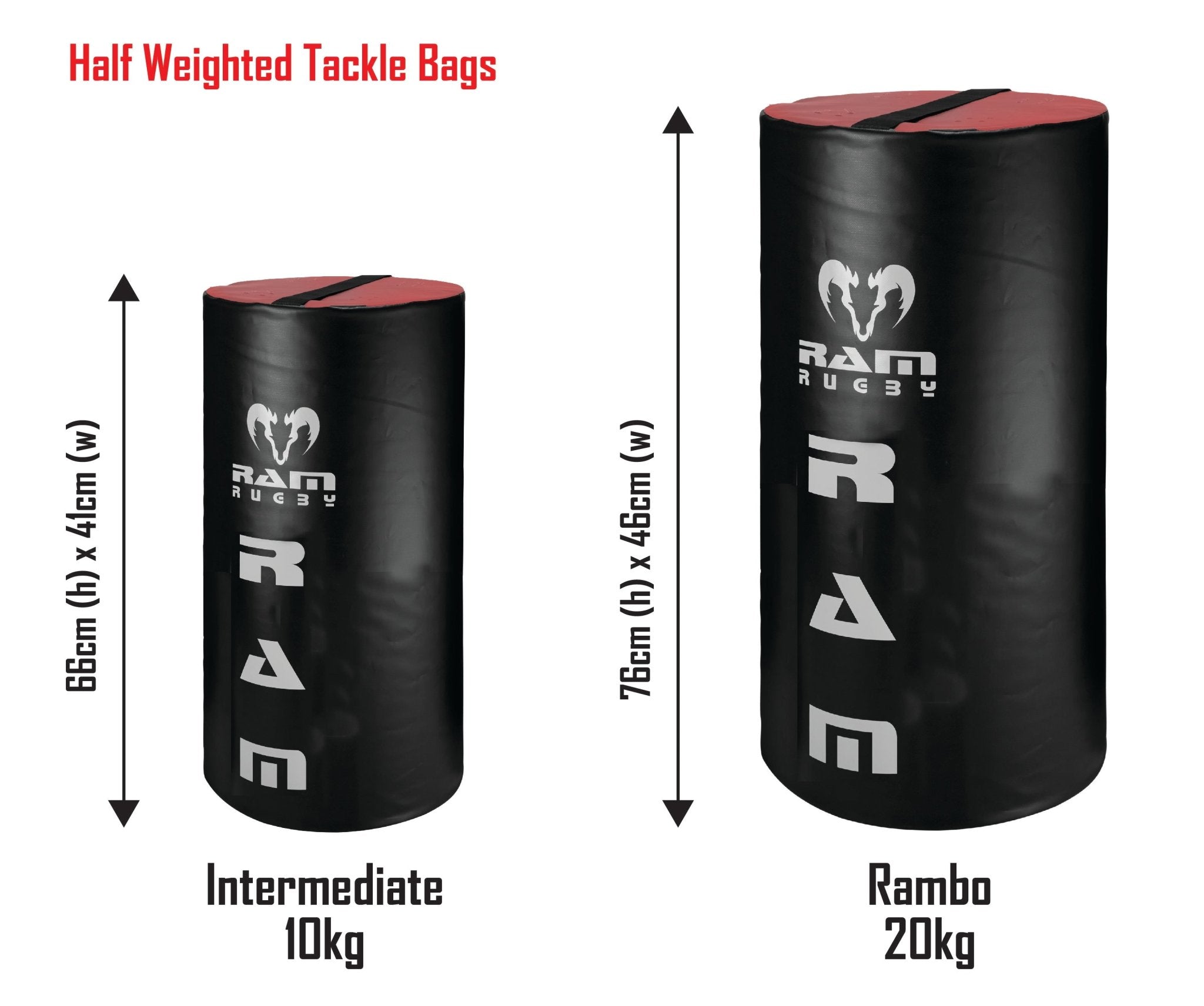 Ram Rugby custom blue and black tackle bag with multiple logo options, UK made for professional rugby training and warm-ups