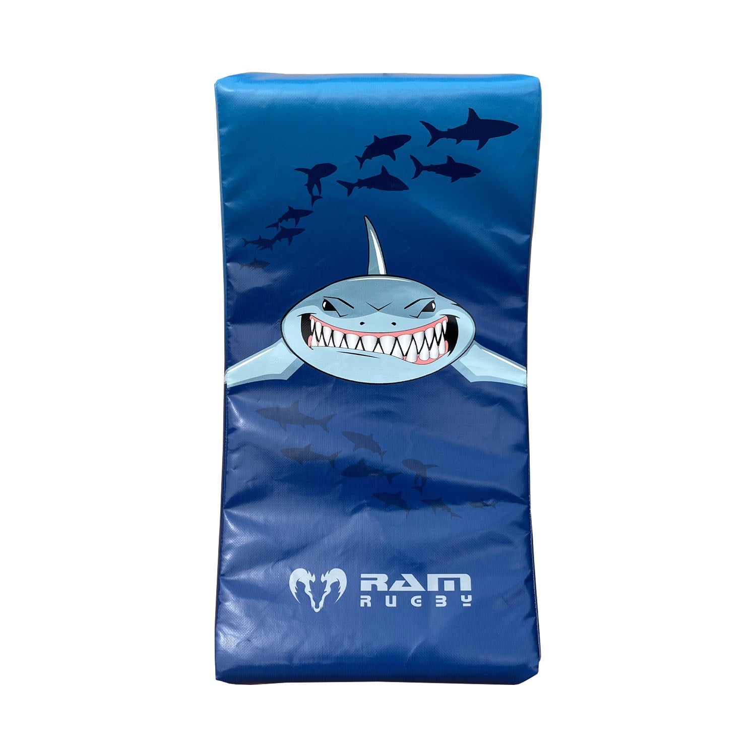 Ram Rugby Animal Design Curve Hit Shield showing curved contact pad in black and orange for versatile rugby training