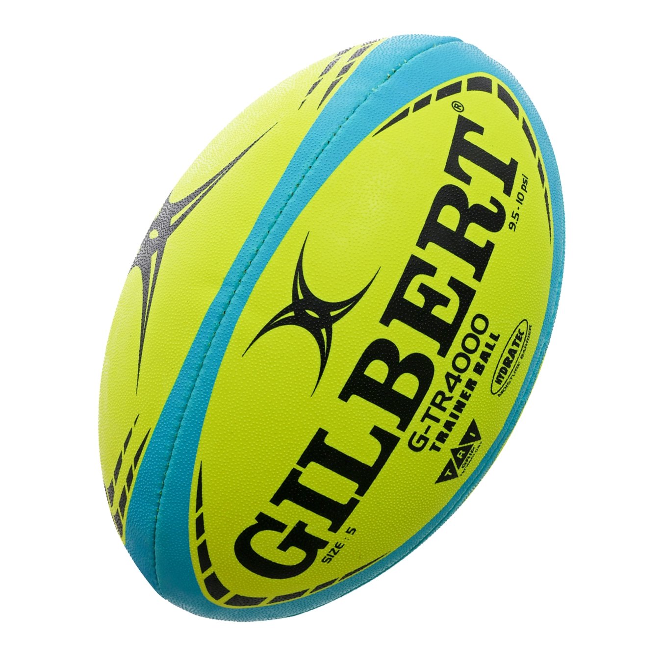 Gilbert G-TR4000 Neon rugby training ball in size 5 with durable 3-ply polycotton grip for club and school training