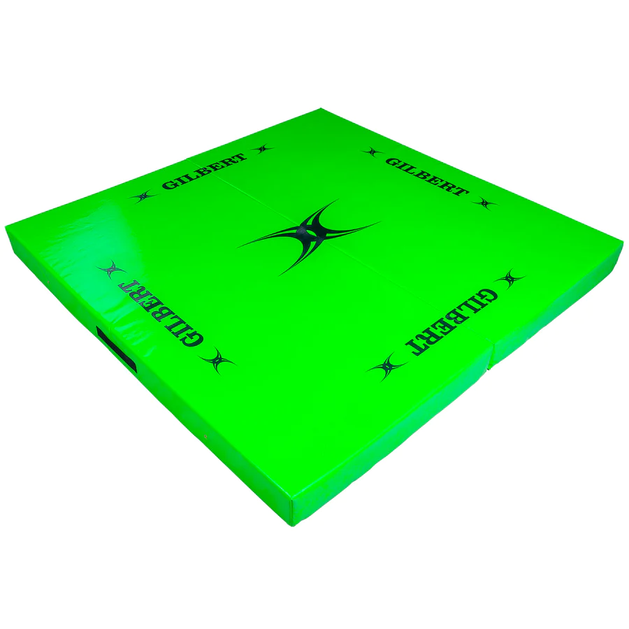 Gilbert Tackle Mat by Ram Rugby EU in green with white logo, 2m×2m contact training mat for safe rugby tackling practice