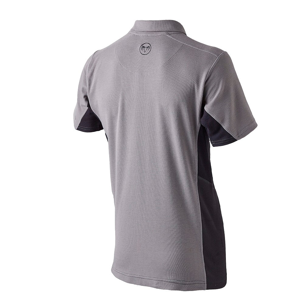 Charcoal Ram Rugby Pique Polo Shirt with 215gsm polyester cotton blend, standard fit, and classic rugby collar detail