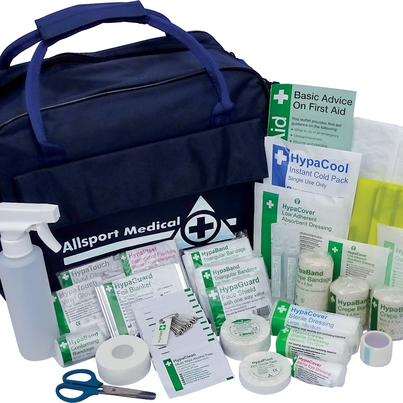 Allsports Rugby Team First Aid Kit open with organized sports injury supplies for treating rugby-related injuries on field