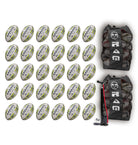 Ram Rugby Academy Trainer Ball Bundle showing 30 orange junior rugby balls with two large black breathable storage bags