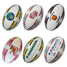 Ram Rugby custom match and training rugby balls with branded ball bags and colorful training bibs for clubs and schools