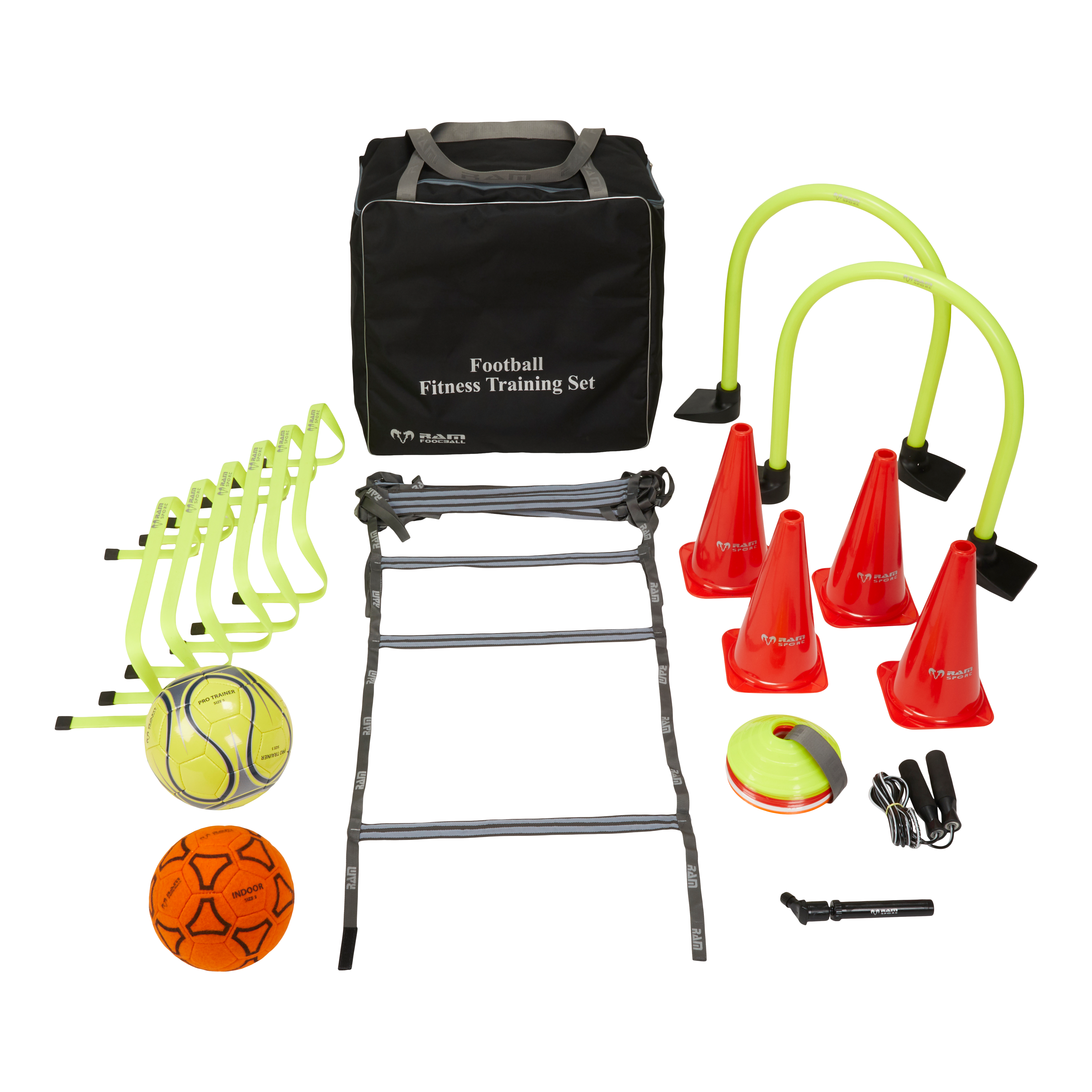 Ram Rugby All-in-One Football Fitness Training Set with Size 5 Gripper Pro 2.0 Trainer Ball and felt football equipment