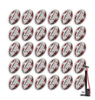 Thirty Ram Rugby Gripper 2.0 Pro Trainer rugby balls stacked inside two breathable black storage bags for team training.