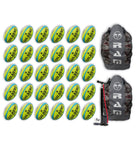 Stack of 30 Gilbert G-TR4000 neon size 5 trainer rugby balls with 2 breathable black ball bags for training bundles
