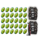 Thirty Gilbert G-TR4000 Trainer Neon size 5 rugby balls stacked with two breathable ball bags for sports training bundles