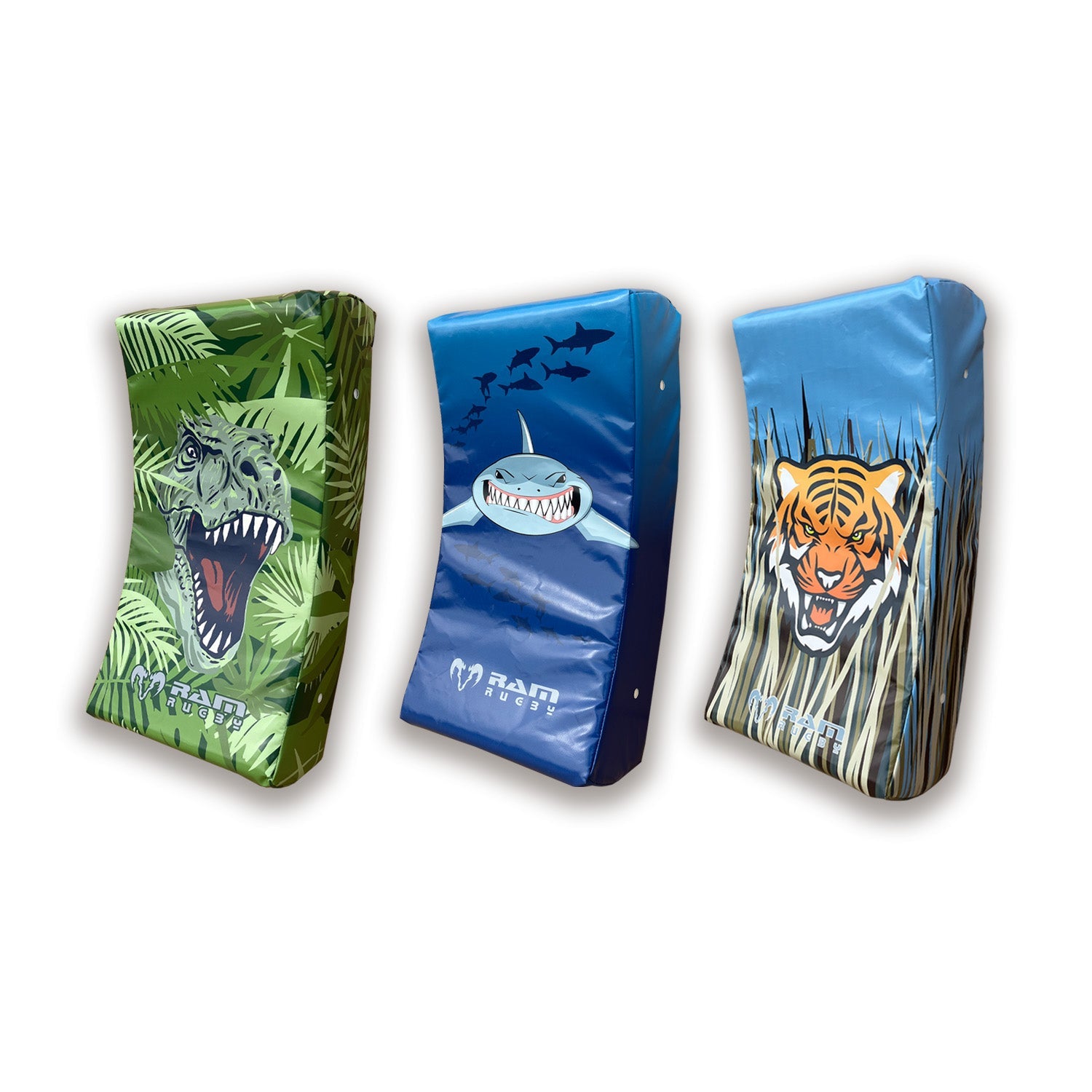 Ram Rugby Animal Design Curve Hit Shield in red and black, durable contact training pad for rugby tackling and clearance drills