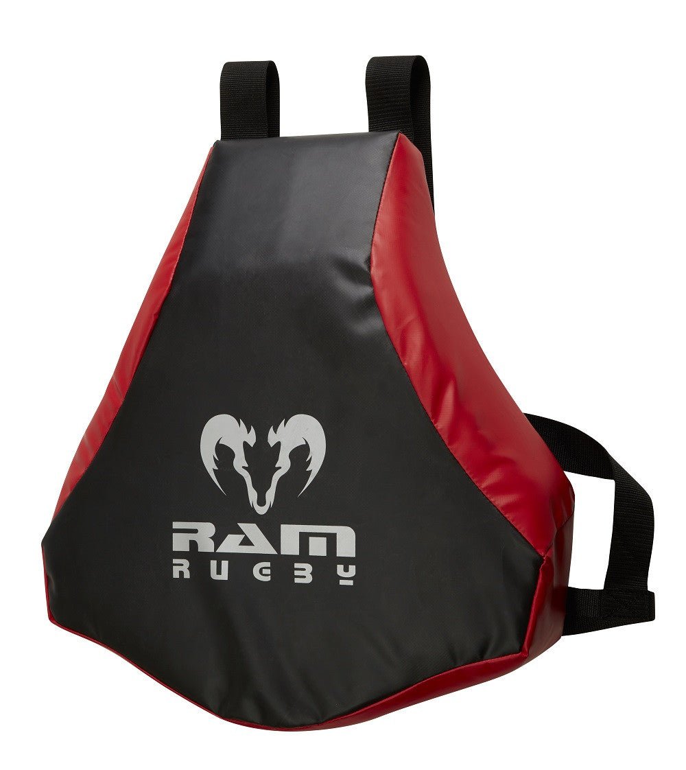 Ram Rugby Large Body Pad Tackle Bag in red and black with heavy-duty PVC and high-density foam for rugby training protection