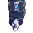 Ram Rugby custom breathable ball bag with logo personalization in black and white, ideal for rugby clubs and teams