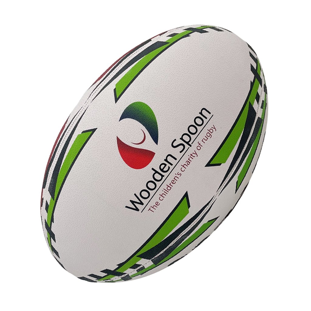 Ram Rugby Custom Giant 66cm Super Jumbo rugby ball in white and black, oversized fun ball for promotions and events