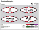 Ram Rugby custom Victor Raider Touch match ball in white with red and blue printed logos for club branding