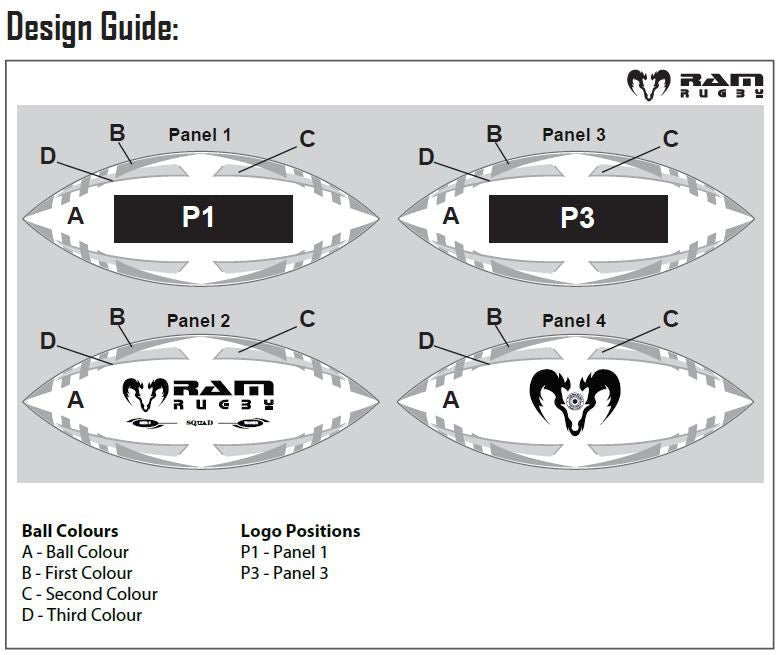 Ram Rugby custom micro rugby balls in bright colors, printed with logos, designed for kids aged 4-6, 2.5 size ball.