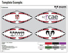 Ram Rugby custom micro rugby balls in white with printed logos, 2.5 size, designed for kids ages 4-6, 8 week delivery