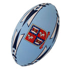Ram Rugby custom printed Gripper 2.0 training rugby ball with full-color logo, designed for clubs and school teams.