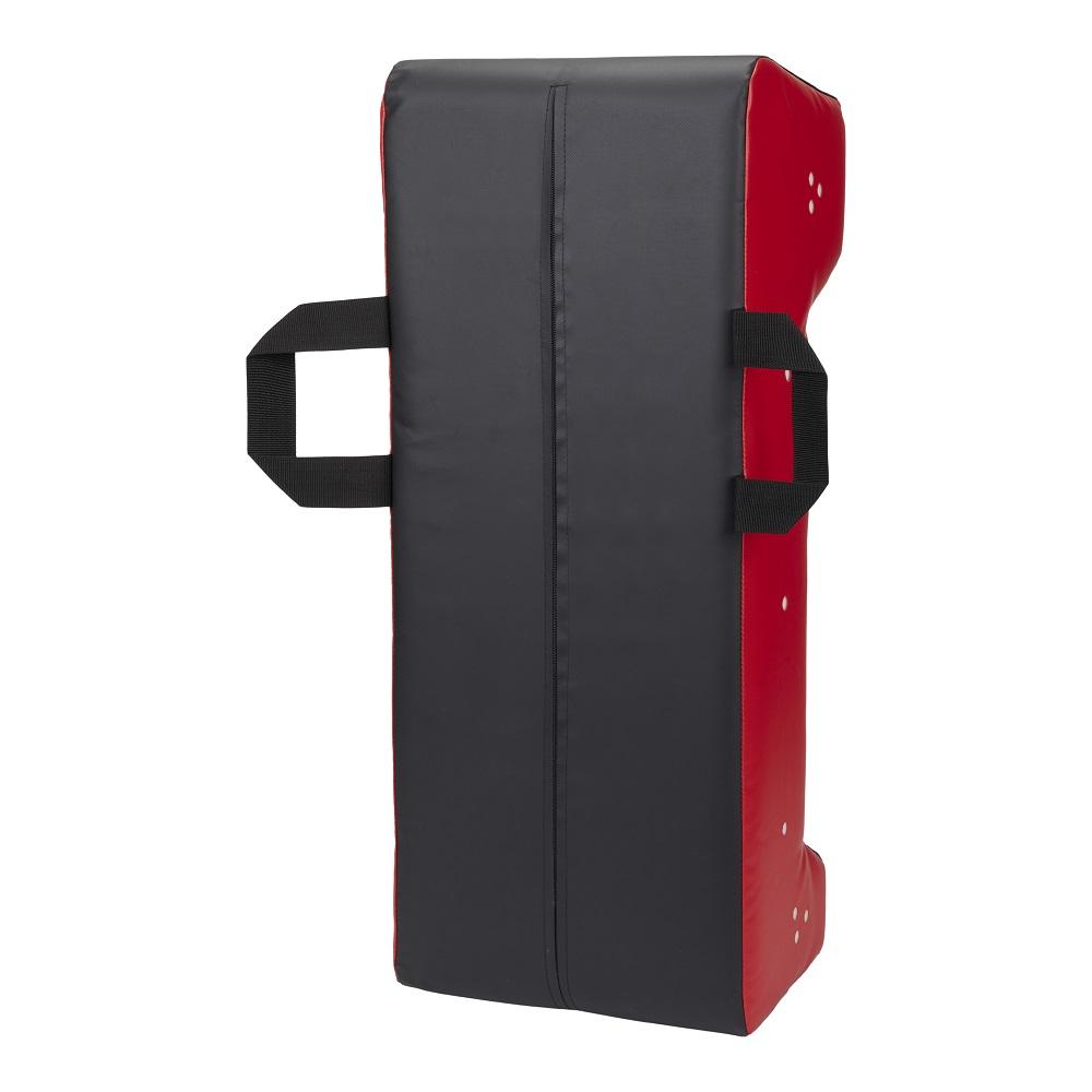 Ram Rugby Double Wedge Hit Shield in black and red with high-density foam, used for durable tackle practice impact absorption