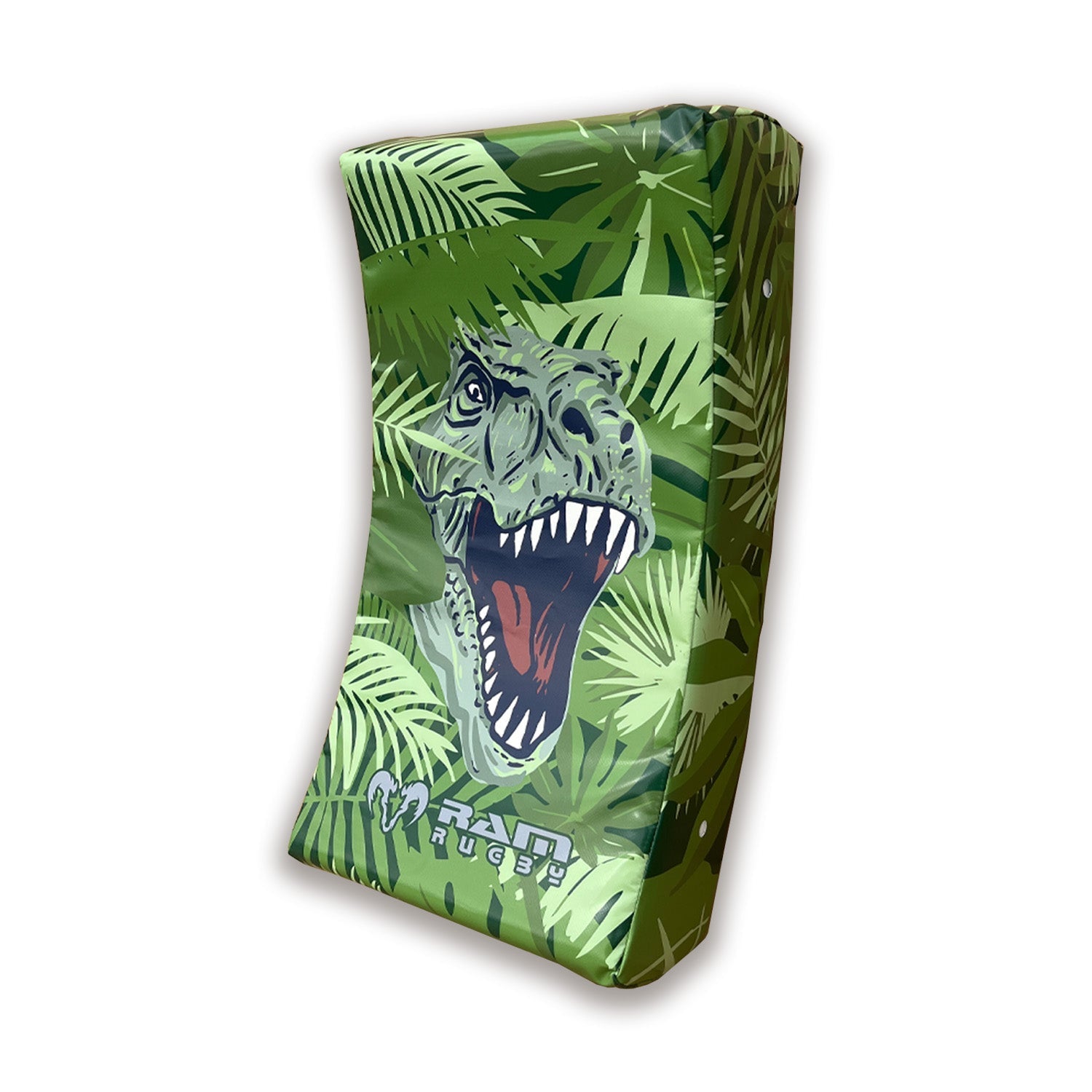 Ram Rugby Animal Design Curve Hit Shield showing curved contact pad in black and orange for versatile rugby training