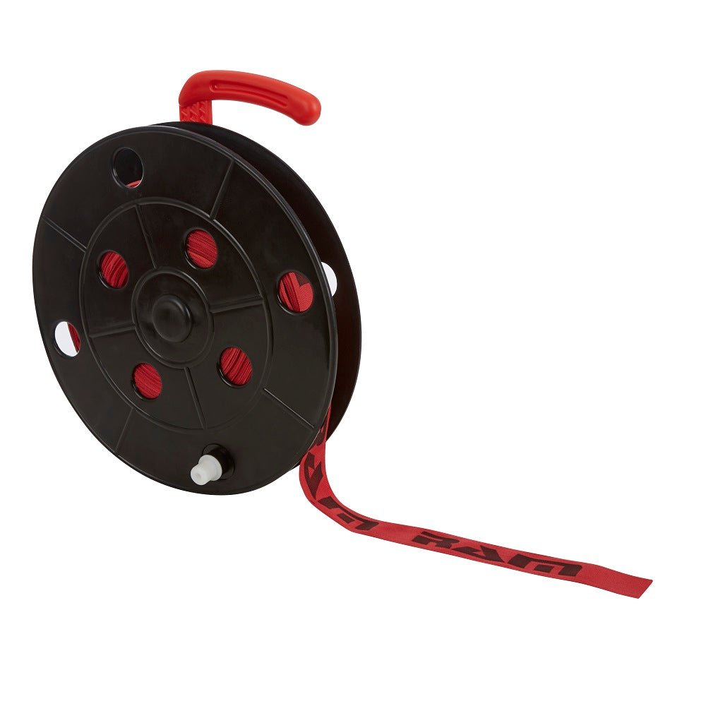 Ram Rugby portable pitch respect barriers showing 10 black poles with metal spikes and 100m white tape for field boundary marking