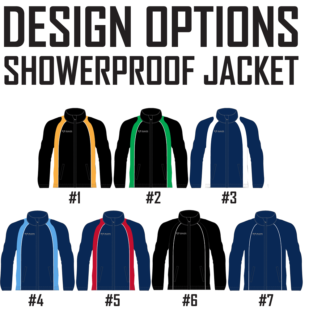 Ram Rugby showerproof jacket in navy blue, polyurethane coated polyester with high collar, water-resistant and windproof design
