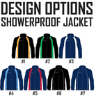 Ram Rugby showerproof jacket in navy blue, polyurethane coated polyester with high collar, water-resistant and windproof design