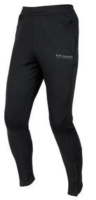 Ram Rugby navy skinny tracksuit pants with black side zips, tapered fit, polyester fabric, and embroidered logo detail