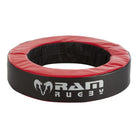 Ram Rugby black and red 46cm tackle bag ring shown flat, durable training aid for rugby tackling drills and impact practice